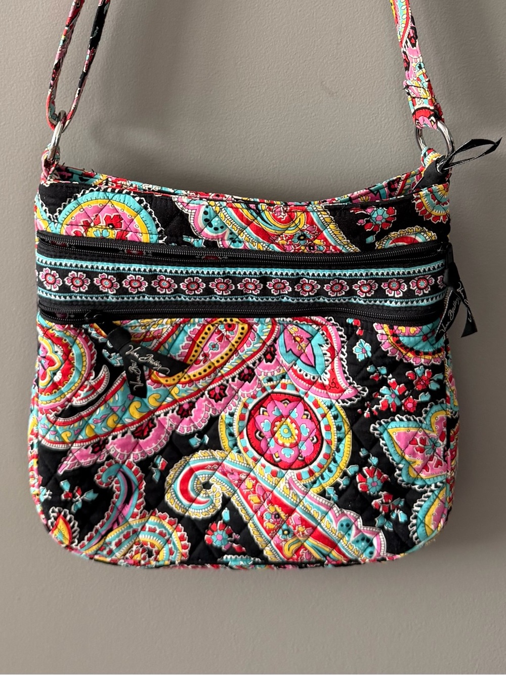 Vera Bradley Black Multicolor Quilted Paisley Crossbody